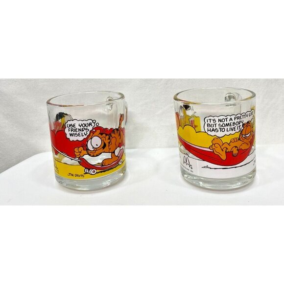 Set of 4 Garfield 1978 McDonalds Glass Mugs Coffee Cups Jim Davis Odie VTG - Picture 5 of 15
